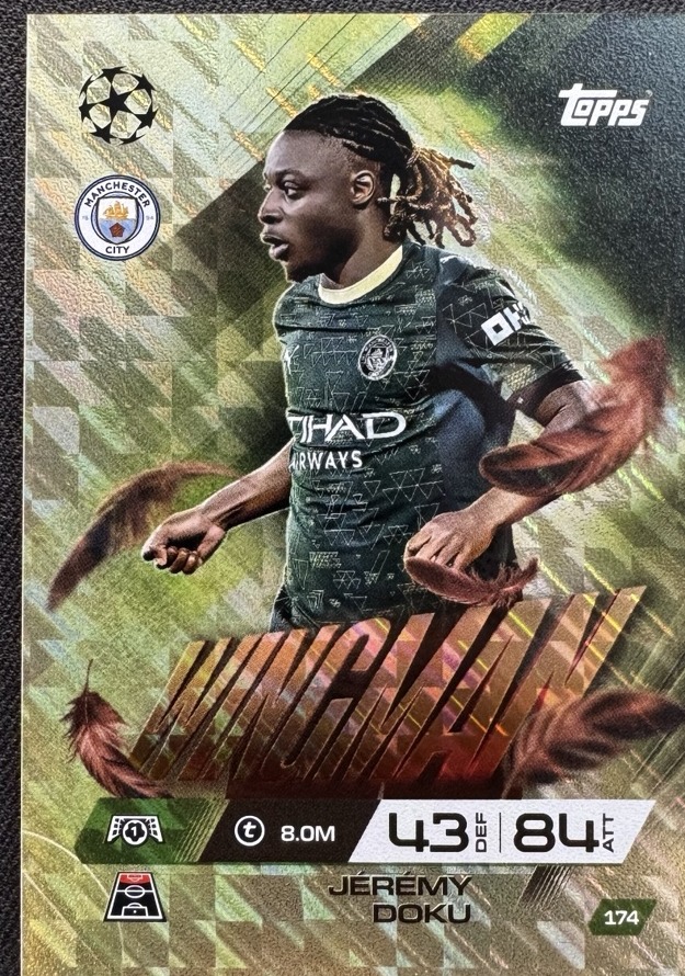 Jérémy Doku Match Attax Extra Wingman 174, Vorderseite