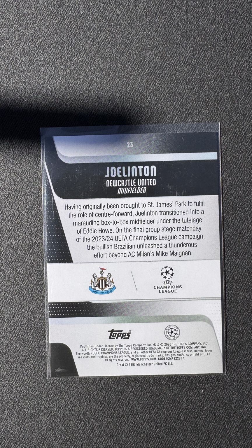 Joelinton, Rückseite Nummer 23