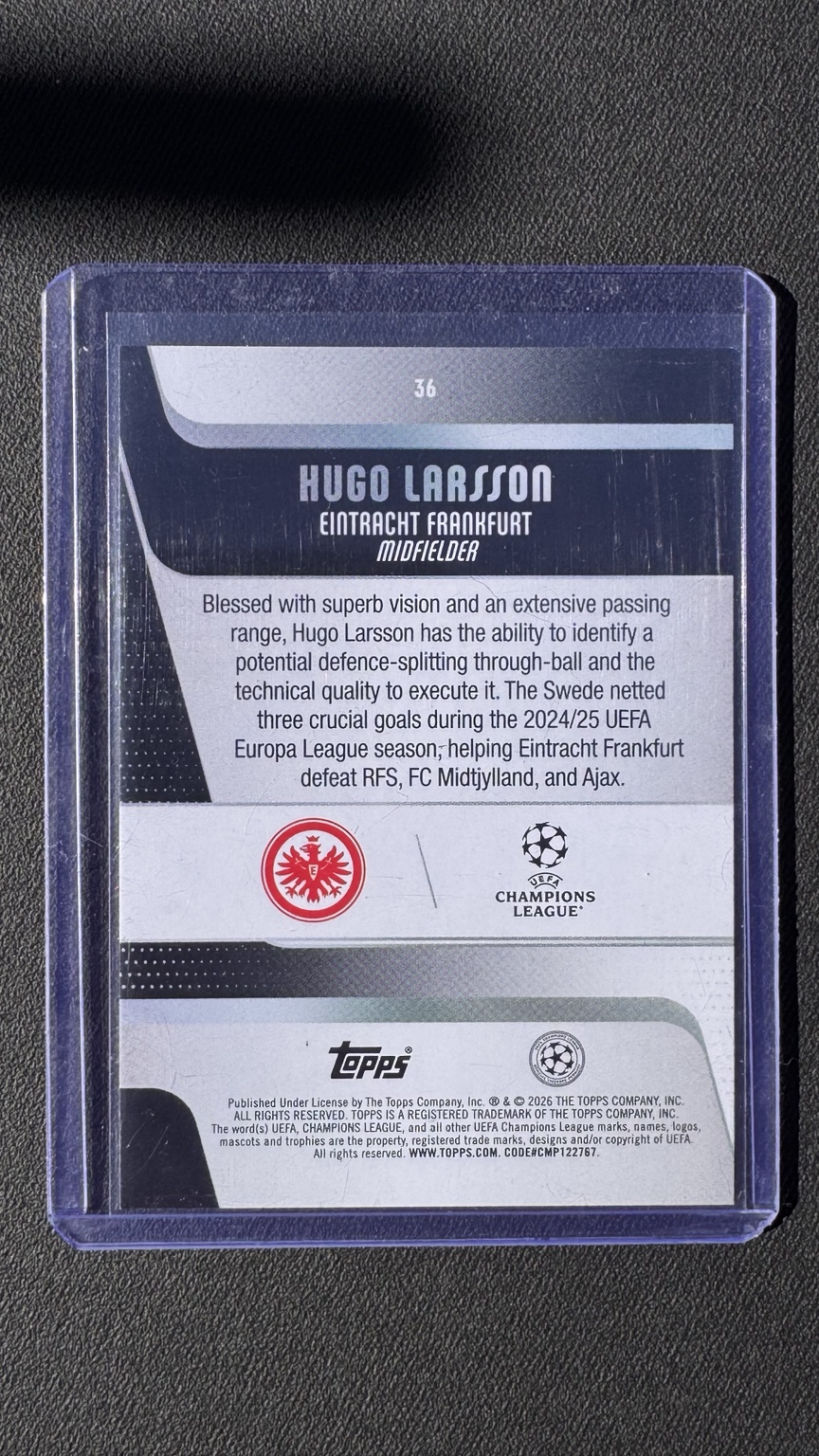 Hugo Larsson, Rückseite Nummer 36
